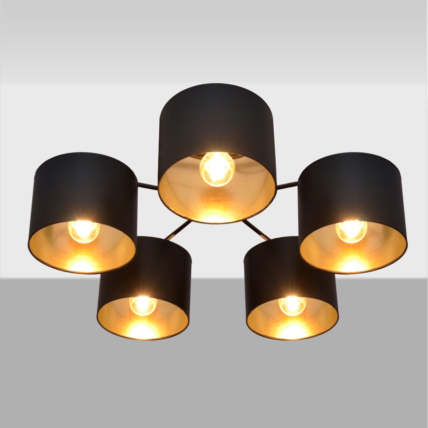 Loftlampe ALBA 5xE27/15W/230V sort/guldfarvet