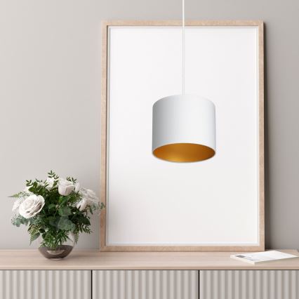 Loftlampe på ledning ARDEN 1xE27/60W/230V Ø 18 cm hvid/guld