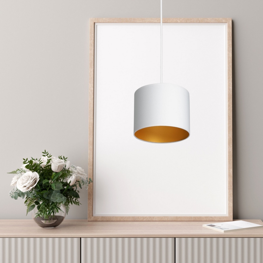 Loftlampe på ledning ARDEN 1xE27/60W/230V Ø 18 cm hvid/guld