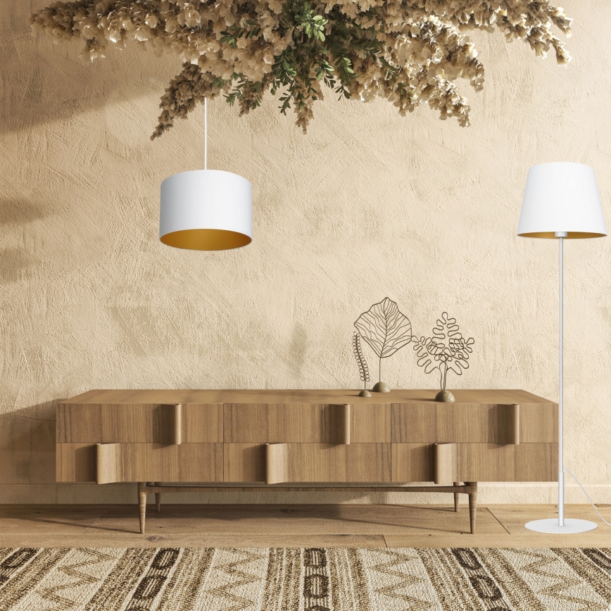 Loftlampe på ledning ARDEN 1xE27/60W/230V Ø 25 cm hvid/guld