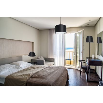Loftlampe på ledning ARDEN 1xE27/60W/230V Ø 25 cm sort/hvid