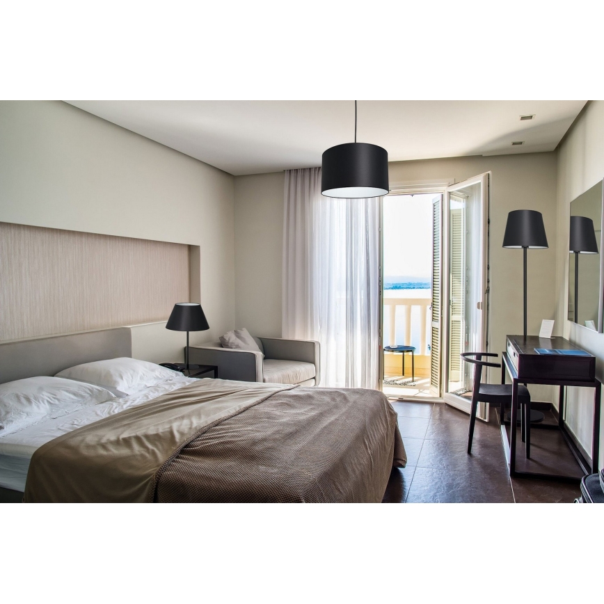 Loftlampe på ledning ARDEN 1xE27/60W/230V Ø 25 cm sort/hvid