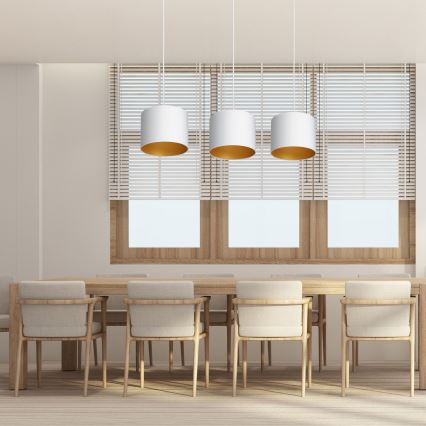 Loftlampe på kabel ARDEN 3xE27/60W/230V hvid/guld