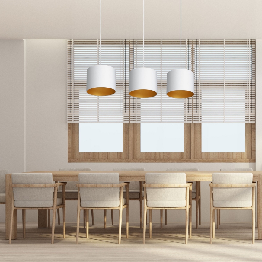 Loftlampe på kabel ARDEN 3xE27/60W/230V hvid/guld
