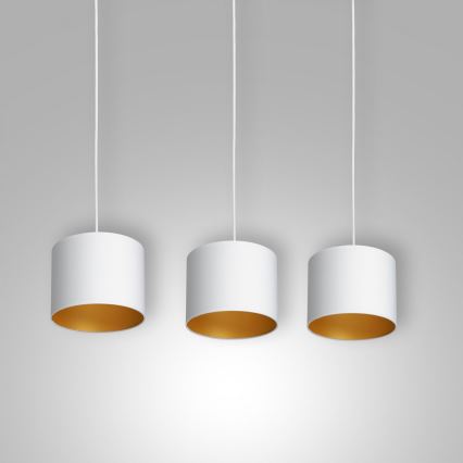 Loftlampe på kabel ARDEN 3xE27/60W/230V hvid/guld