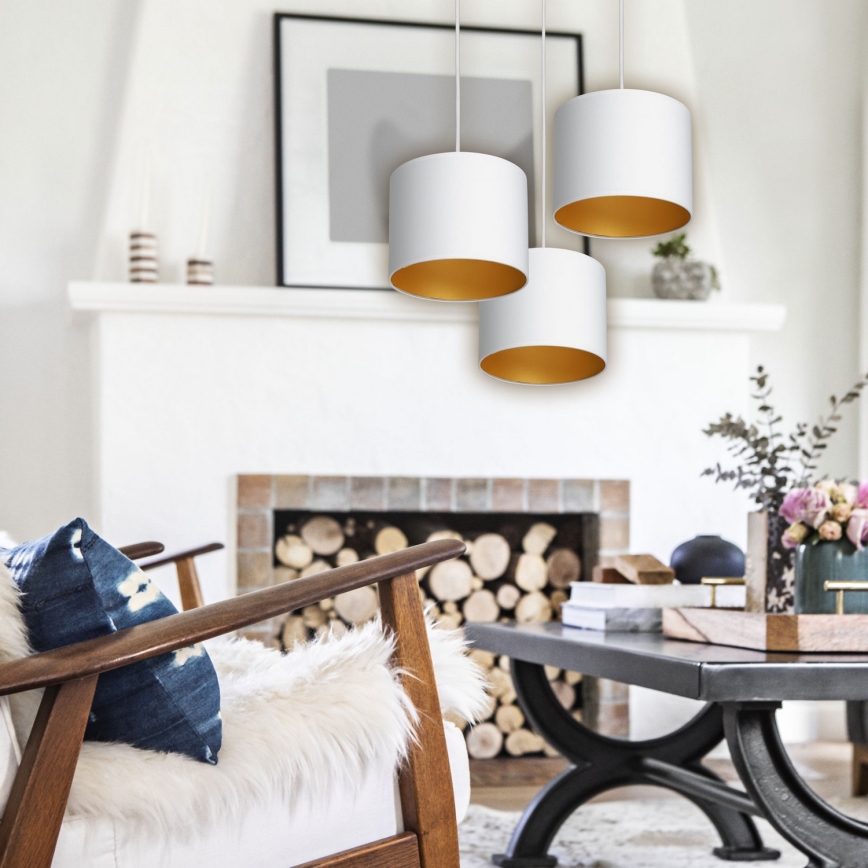 Loftlampe på kabel ARDEN 3xE27/60W/230V hvid/guld