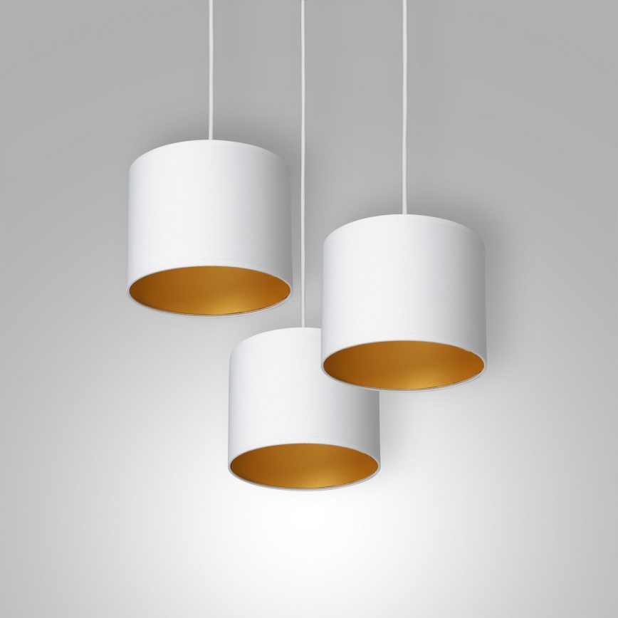 Loftlampe på kabel ARDEN 3xE27/60W/230V hvid/guld