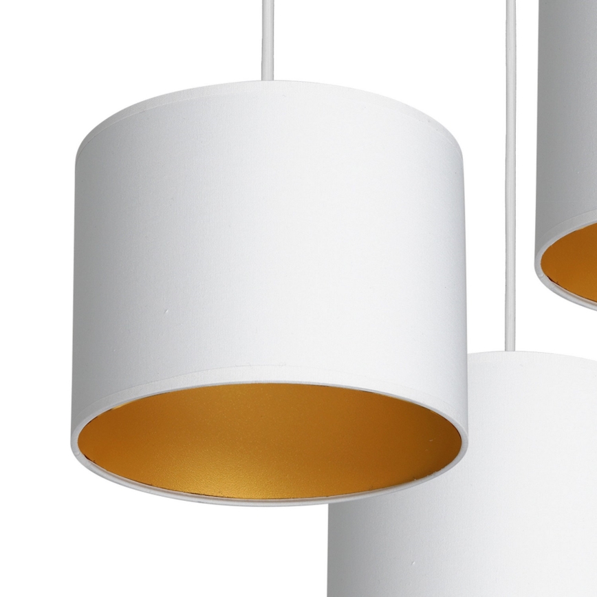 Loftlampe på kabel ARDEN 3xE27/60W/230V hvid/guld