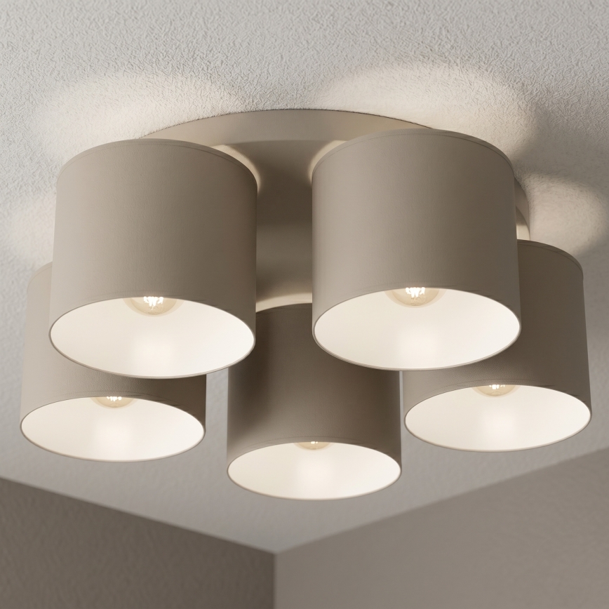 Loftlampe ARDEN 5xE27/15W/230V Ø 44 cm beige