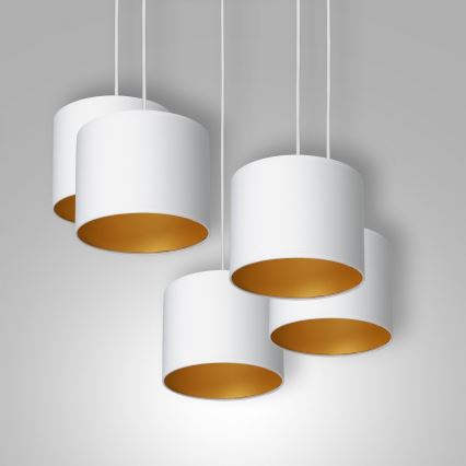 Loftlampe på ledning ARDEN 5xE27/60W/230V hvid/guld