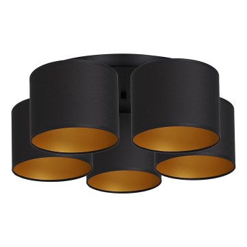 Loftlampe ARDEN 5xE27/60W/230V sort/guld, monteret tæt på loftet