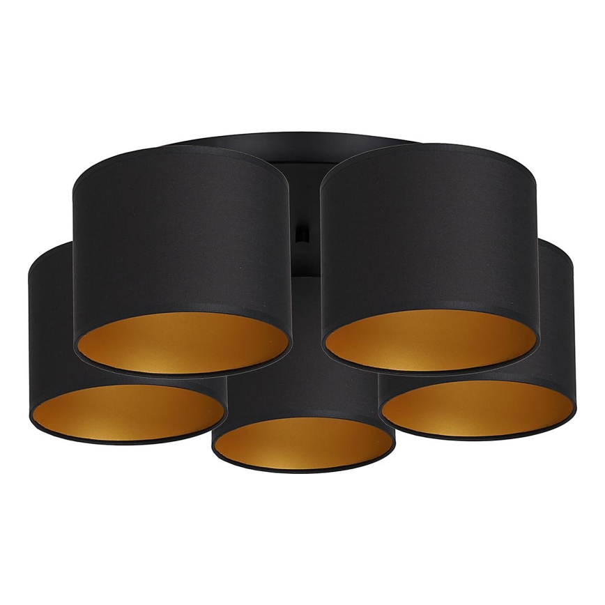 Loftlampe ARDEN 5xE27/60W/230V sort/guld, monteret tæt på loftet