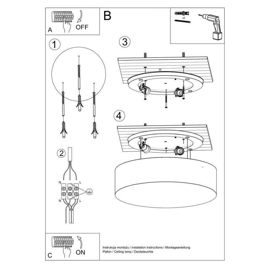 Loftlampe ARENA 45 3xE27/60W/230V antik sort