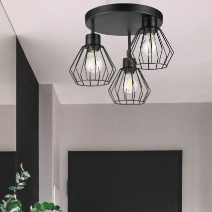 Loftlampe AUDREY 3xE27/60W/230V sort