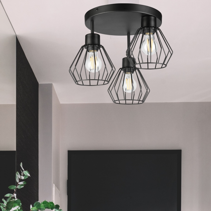 Loftlampe AUDREY 3xE27/60W/230V sort