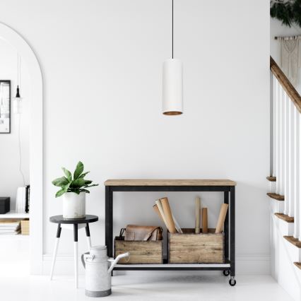 Loftlampe på kabel AVALO 1xE27/60W/230V hvid/kobber
