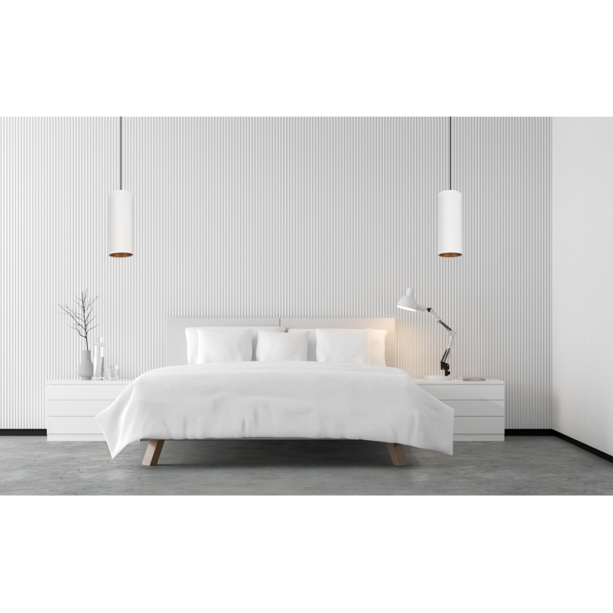 Loftlampe på kabel AVALO 1xE27/60W/230V hvid/kobber