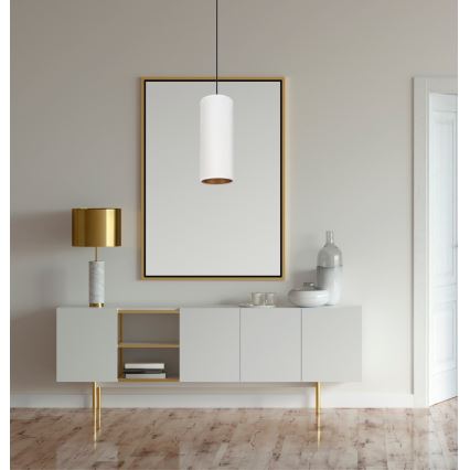 Loftlampe på kabel AVALO 1xE27/60W/230V hvid/kobber