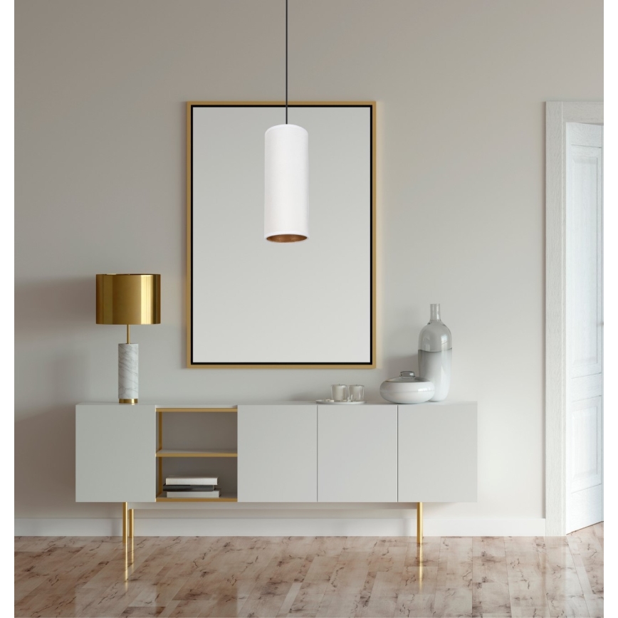 Loftlampe på kabel AVALO 1xE27/60W/230V hvid/kobber