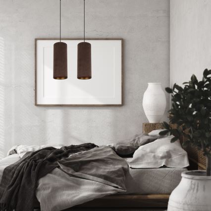 Loftlampe på kabel AVALO 2xE27/60W/230V brun/kobber