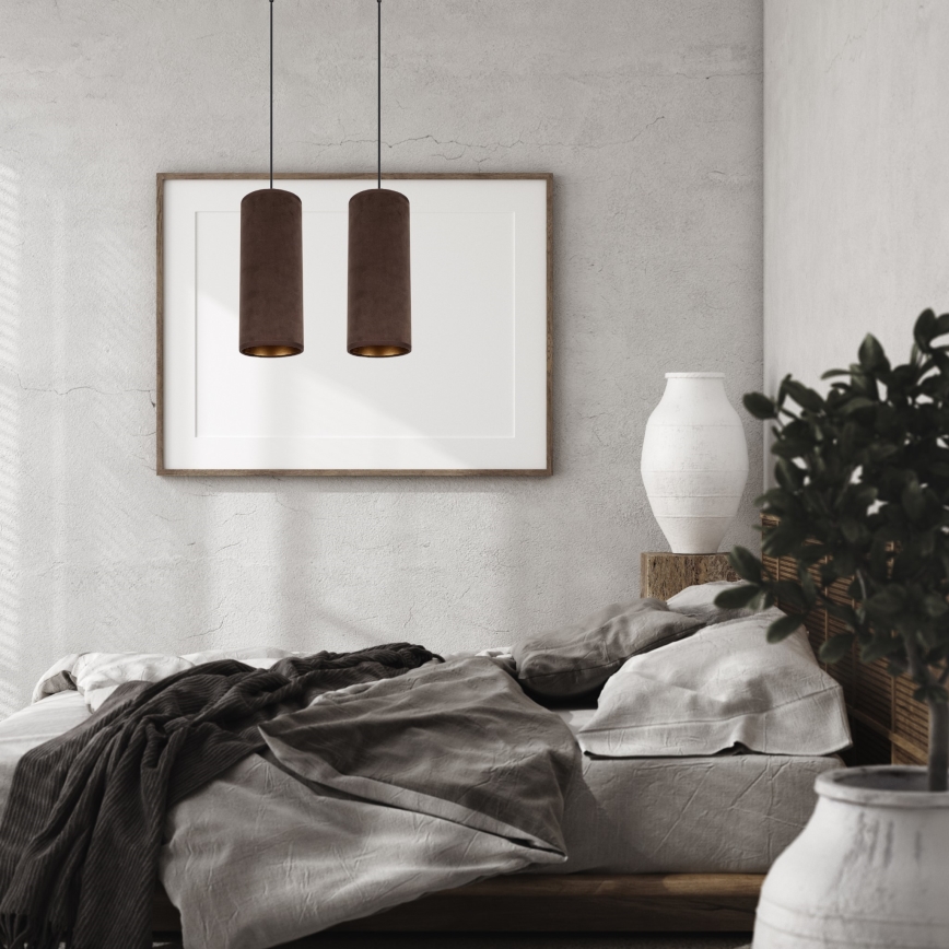 Loftlampe på kabel AVALO 2xE27/60W/230V brun/kobber