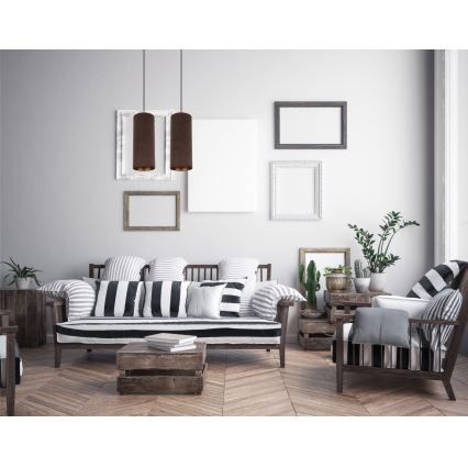 Loftlampe på kabel AVALO 2xE27/60W/230V brun/kobber
