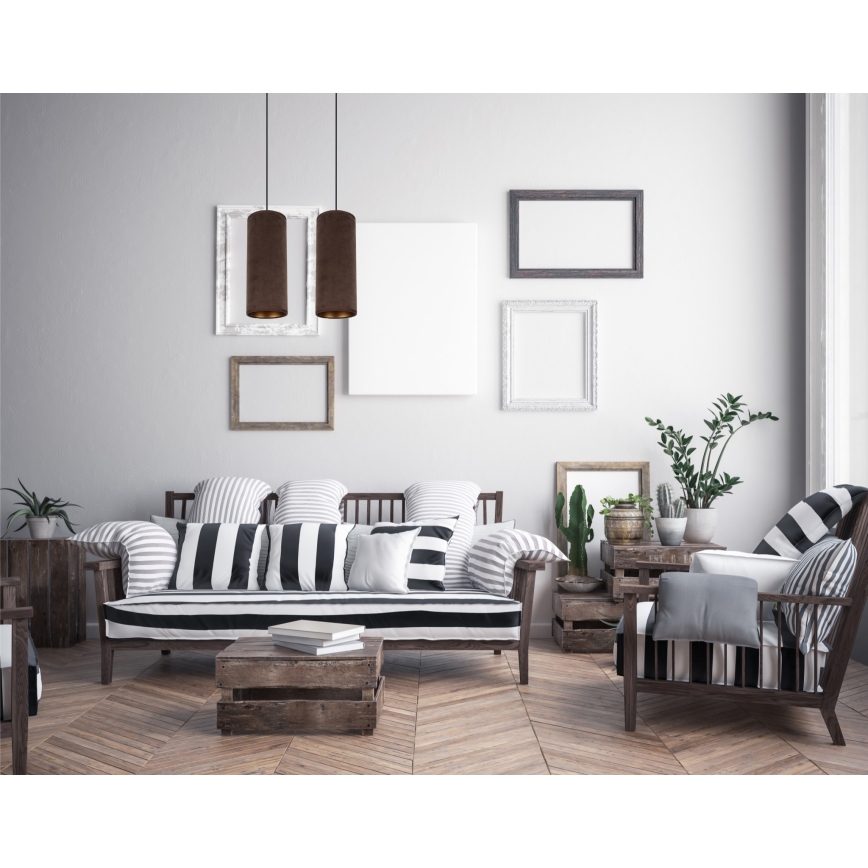 Loftlampe på kabel AVALO 2xE27/60W/230V brun/kobber