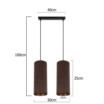 Loftlampe på kabel AVALO 2xE27/60W/230V brun/kobber