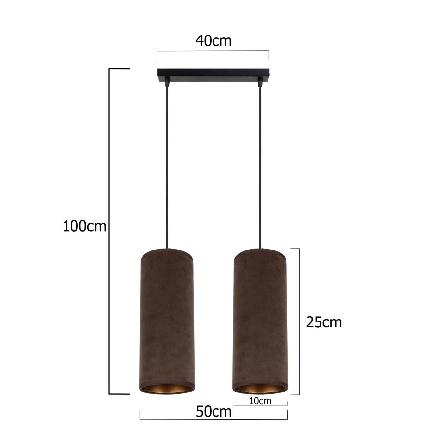 Loftlampe på kabel AVALO 2xE27/60W/230V brun/kobber