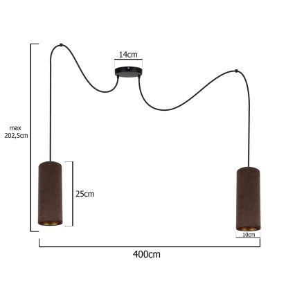 Loftlampe på kabel AVALO 2xE27/60W/230V edderkop brun/kobber