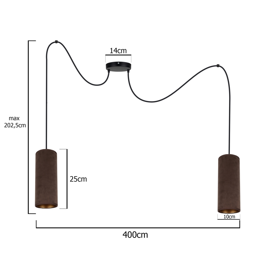 Loftlampe på kabel AVALO 2xE27/60W/230V edderkop brun/kobber