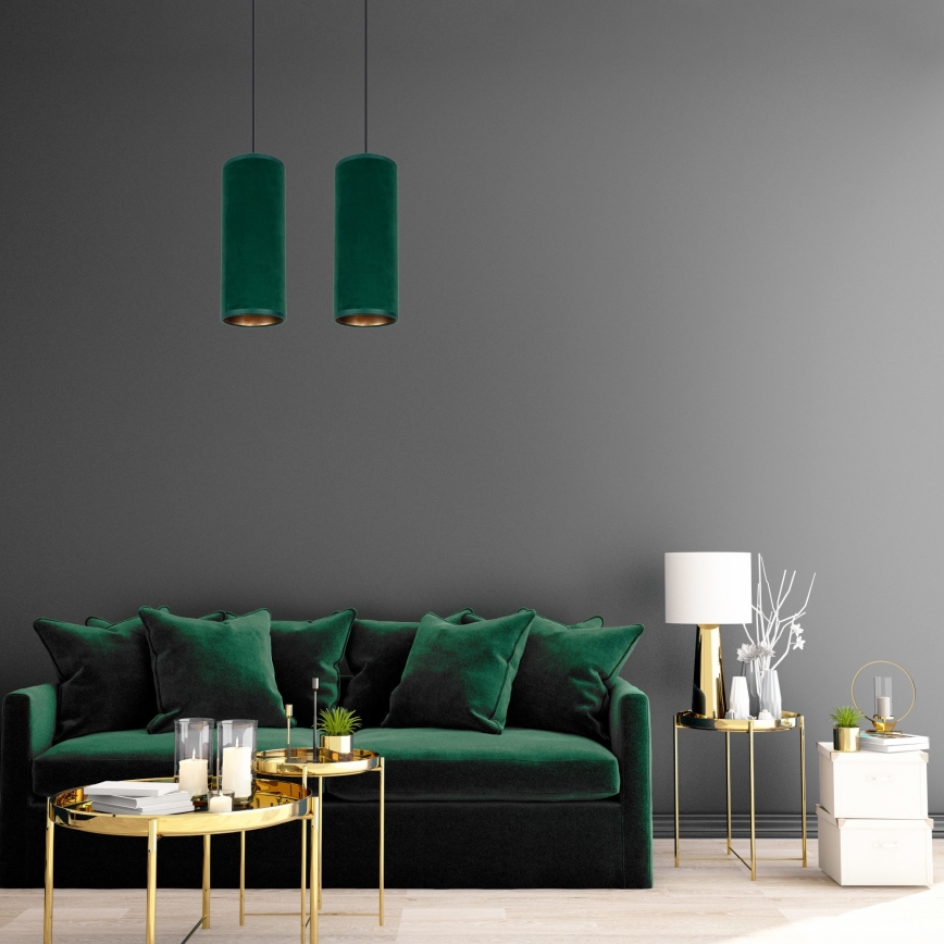 Loftlampe på ledning AVALO 2xE27/60W/230V grøn/kobber