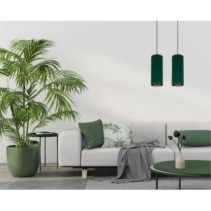 Loftlampe på ledning AVALO 2xE27/60W/230V grøn/kobber