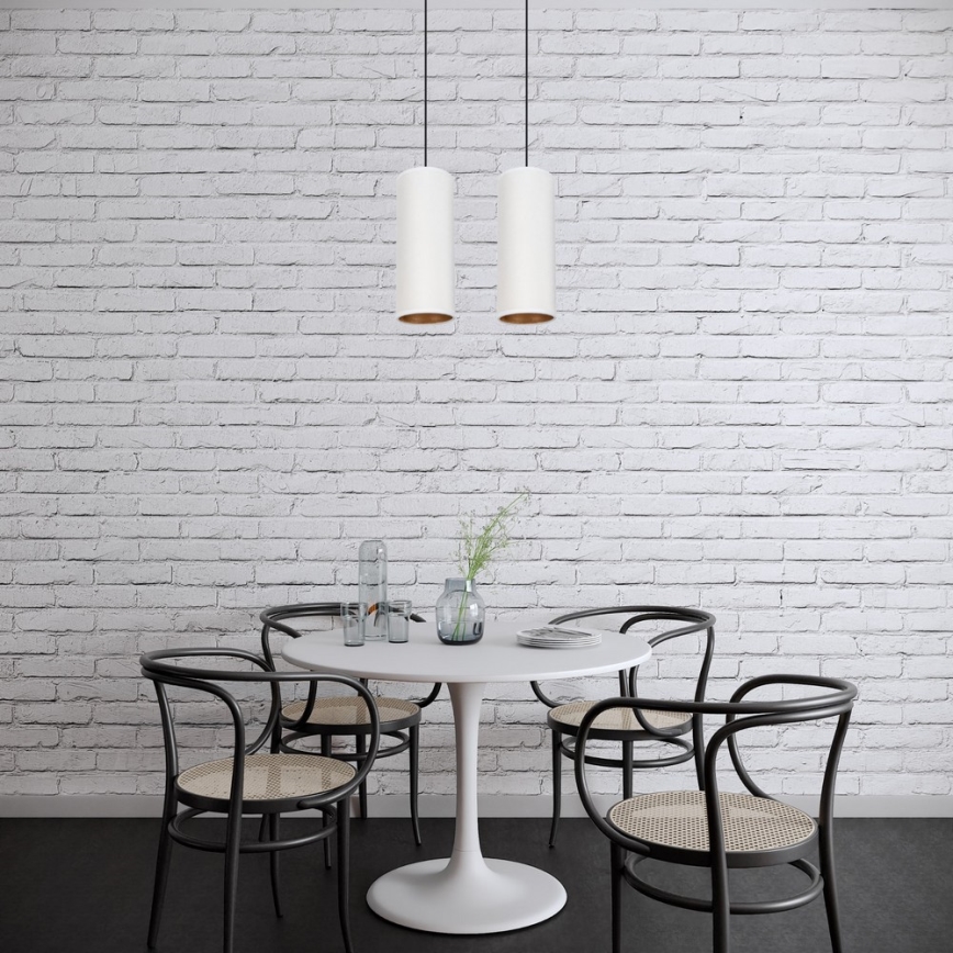 Loftlampe på kabel AVALO 2xE27/60W/230V hvid/kobber