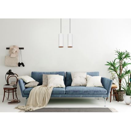 Loftlampe på kabel AVALO 2xE27/60W/230V hvid/kobber