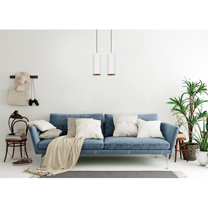 Loftlampe på kabel AVALO 2xE27/60W/230V hvid/kobber