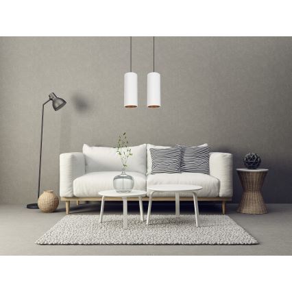 Loftlampe på kabel AVALO 2xE27/60W/230V hvid/kobber