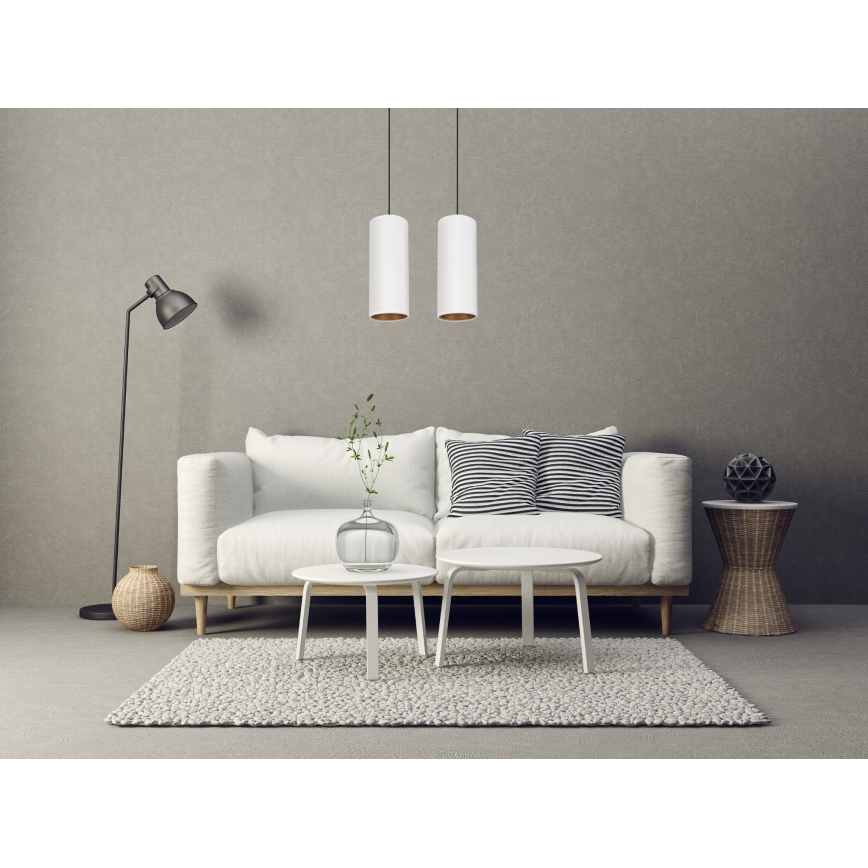 Loftlampe på kabel AVALO 2xE27/60W/230V hvid/kobber