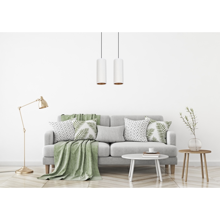Loftlampe på kabel AVALO 2xE27/60W/230V hvid/kobber