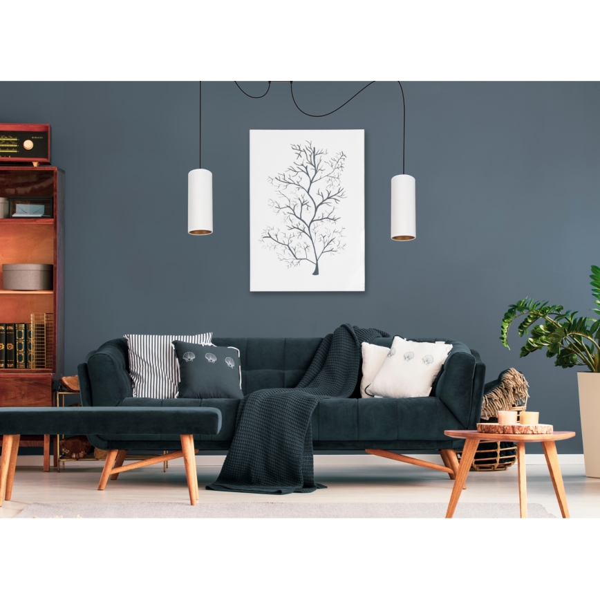 Loftlampe på kabel AVALO 2xE27/60W/230V hvid/kobber edderkop