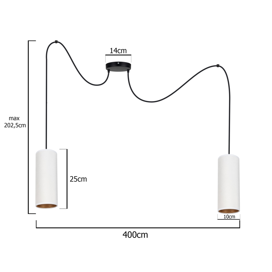 Loftlampe på kabel AVALO 2xE27/60W/230V hvid/kobber edderkop