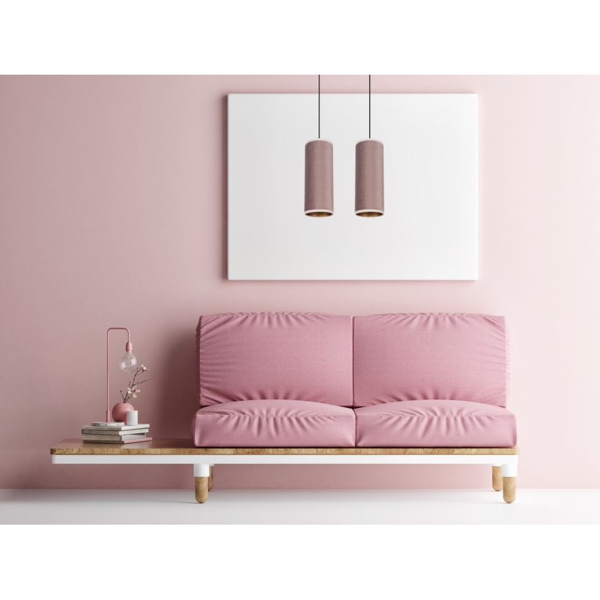 Loftlampe på kabel AVALO 2xE27/60W/230V lyserød/kobber