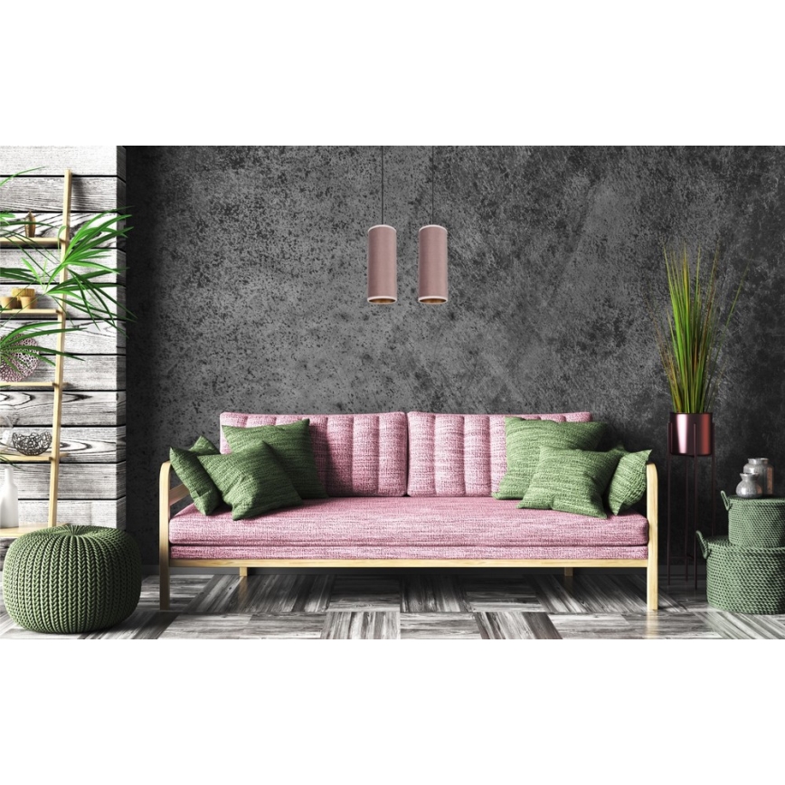 Loftlampe på kabel AVALO 2xE27/60W/230V lyserød/kobber