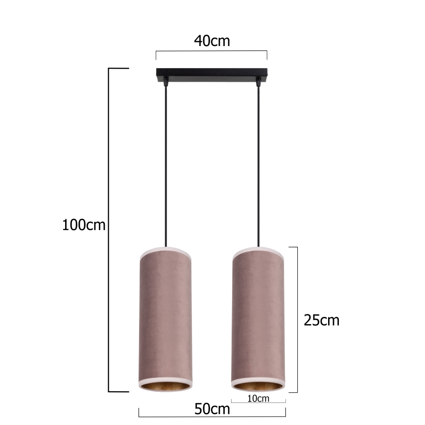 Loftlampe på kabel AVALO 2xE27/60W/230V lyserød/kobber