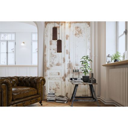 Loftlampe på kabel AVALO 2xE27/60W/230V Ø 20 cm brun/kobber