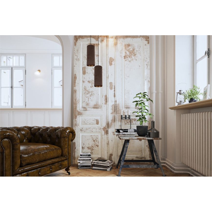 Loftlampe på kabel AVALO 2xE27/60W/230V Ø 20 cm brun/kobber