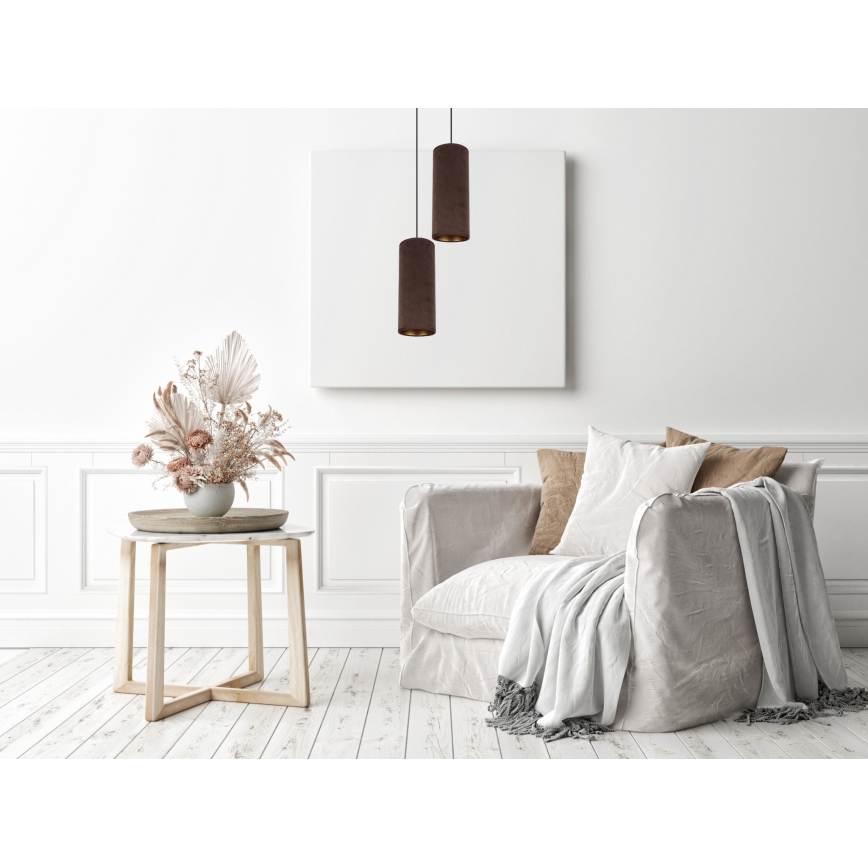 Loftlampe på kabel AVALO 2xE27/60W/230V Ø 20 cm brun/kobber