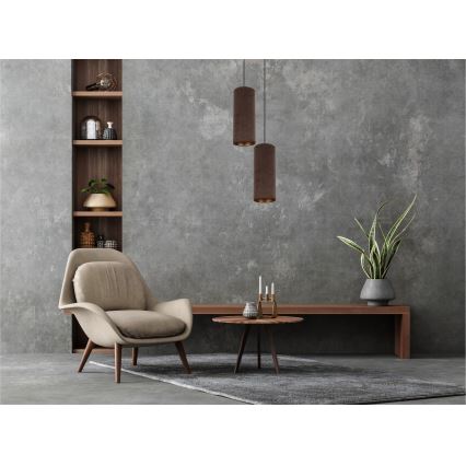 Loftlampe på kabel AVALO 2xE27/60W/230V Ø 20 cm brun/kobber