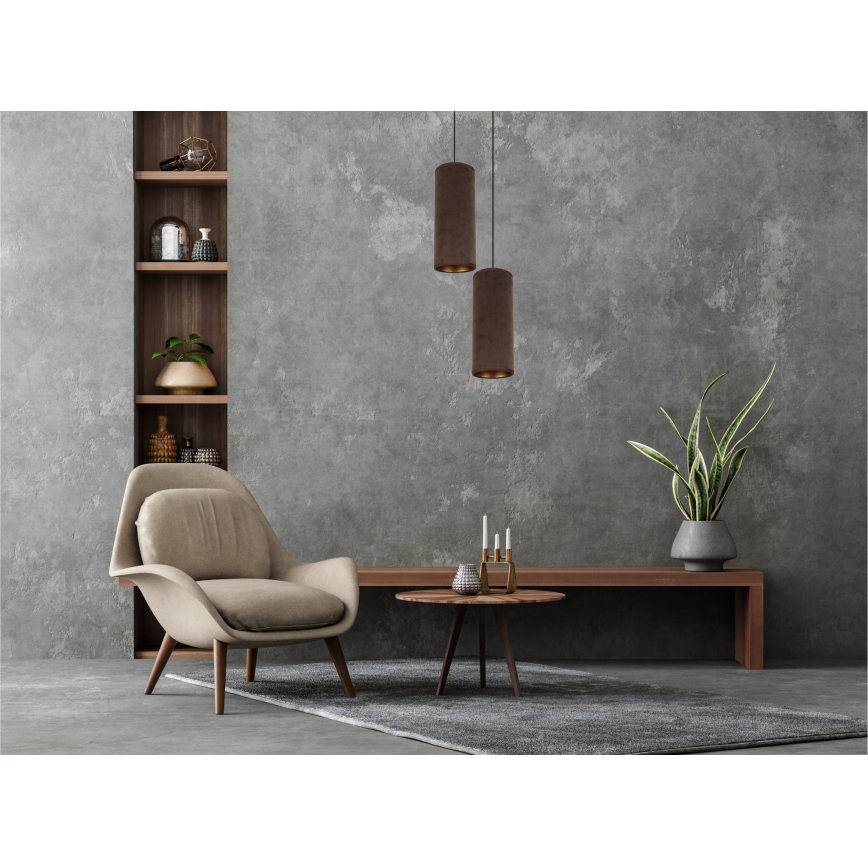 Loftlampe på kabel AVALO 2xE27/60W/230V Ø 20 cm brun/kobber
