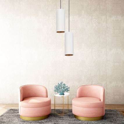 Loftlampe på kabel AVALO 2xE27/60W/230V Ø 20 cm hvid/kobber